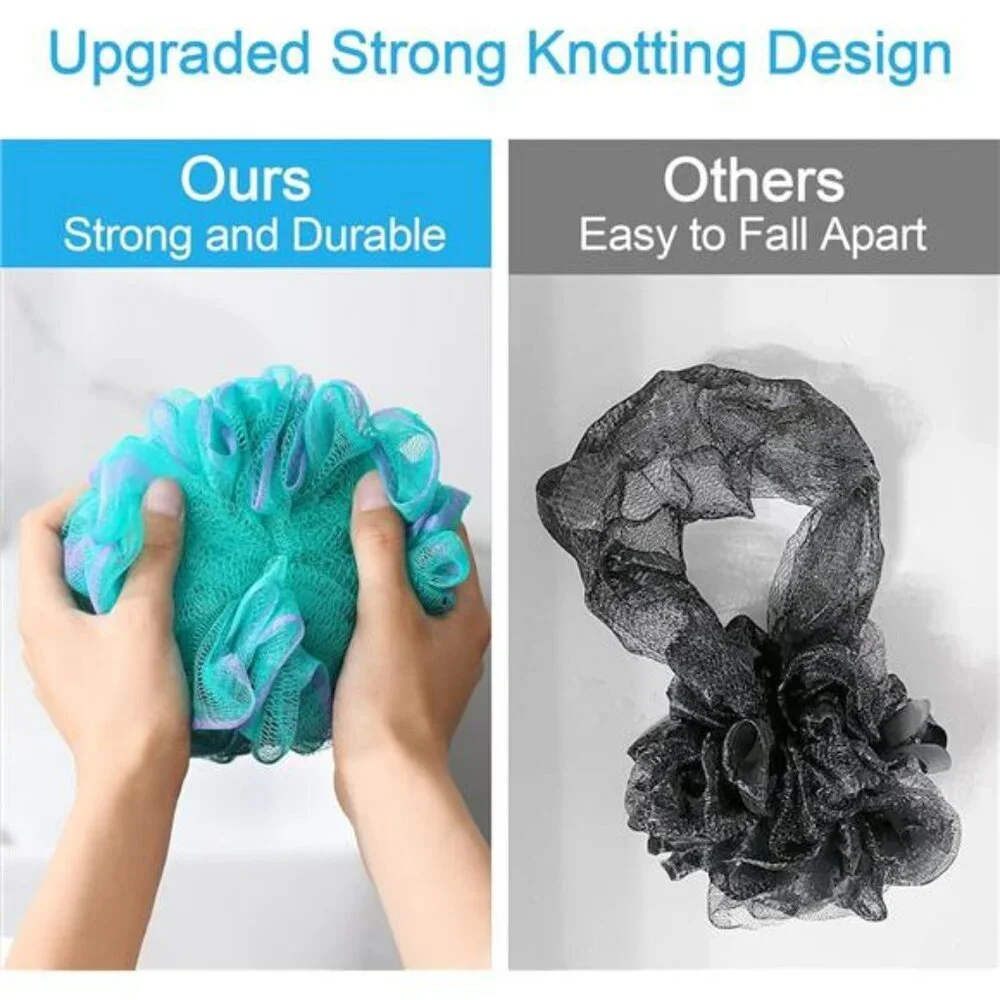 Exfoliating bath sponge loofah body scrubber set of 4 large shower puff